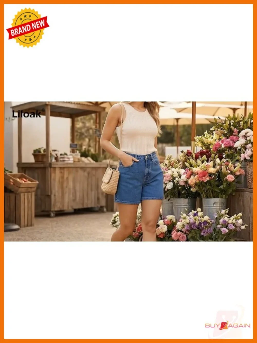 2-Pack Stretch Denim Jean Shorts High Waist Baggy Casual